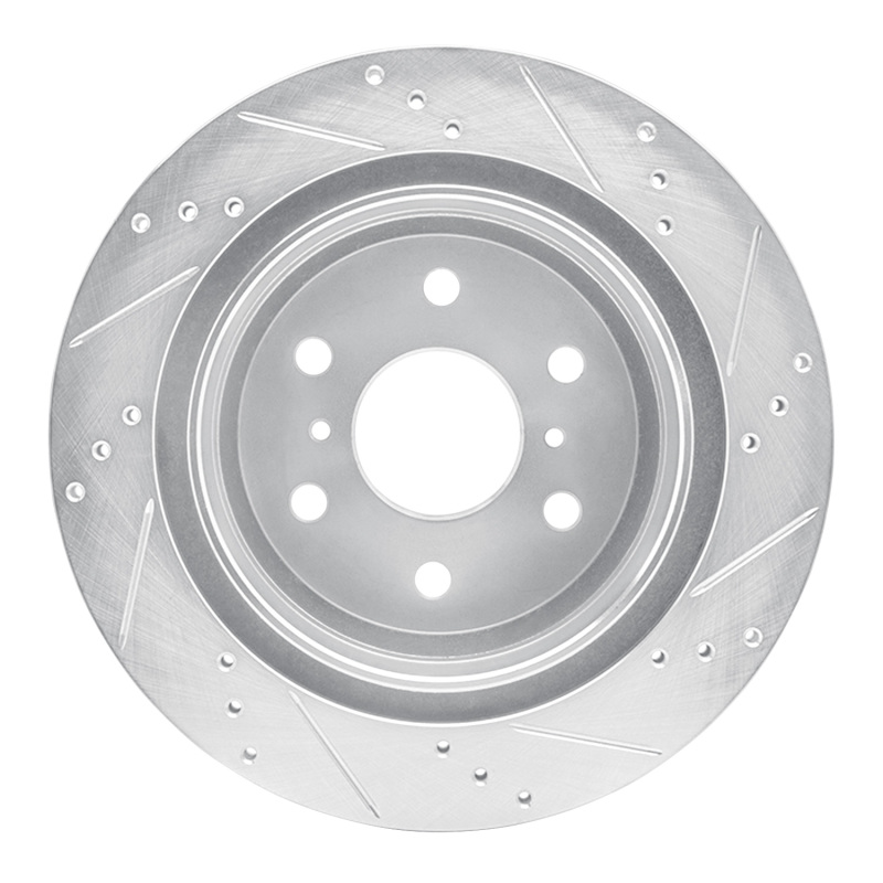 Cadillac Escalade EXT Brake Rotor (1) - Rear Left - R1 Concepts - Drilled & Slotted - Silver - `07-`20